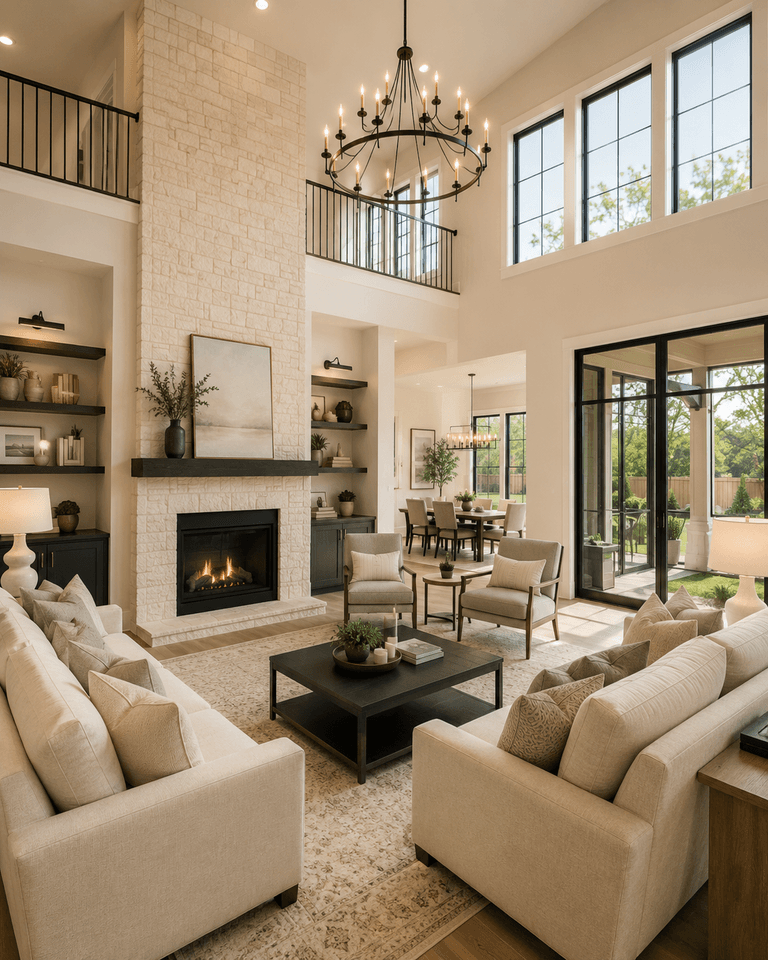 Sugar Land modern home — soaring two-story great room